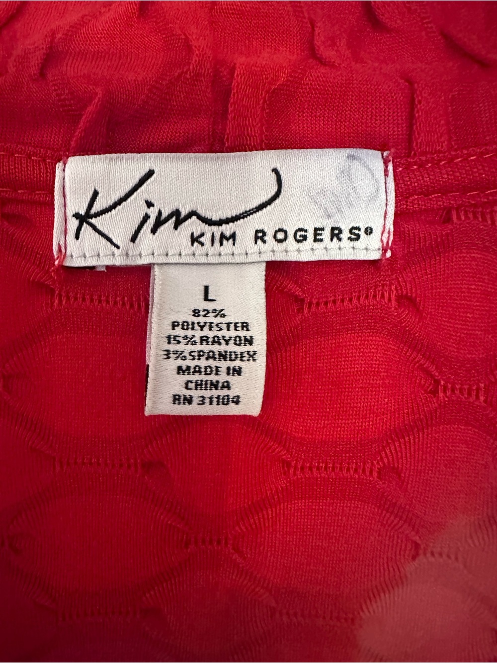 Women’s L Kim Rogers Red Textured Open Light Weight Cardigan NWT - Picture 3 of 7